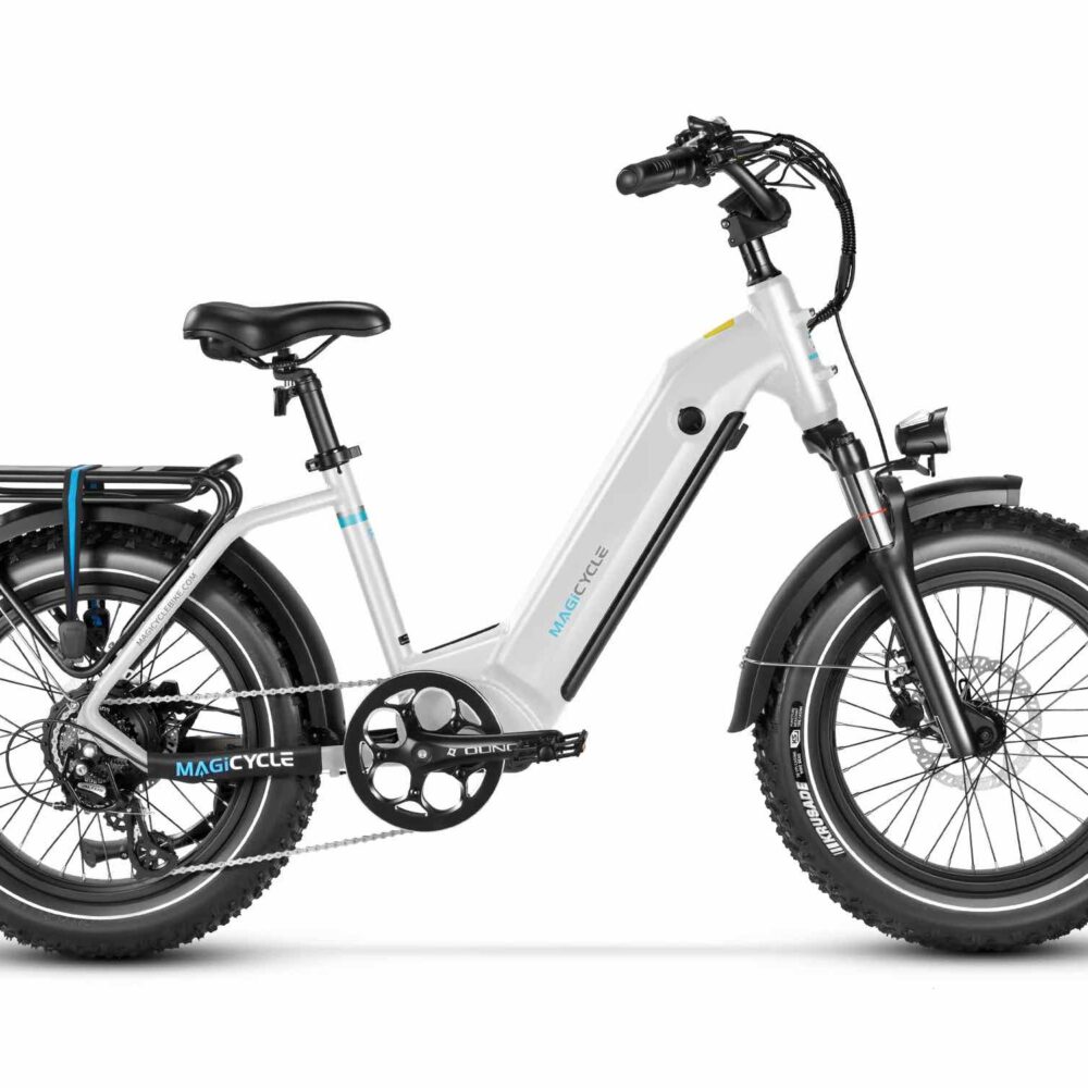 Magicycle Ocelot Pro Step Thru Fat Tire Electric Bike pearl white 1