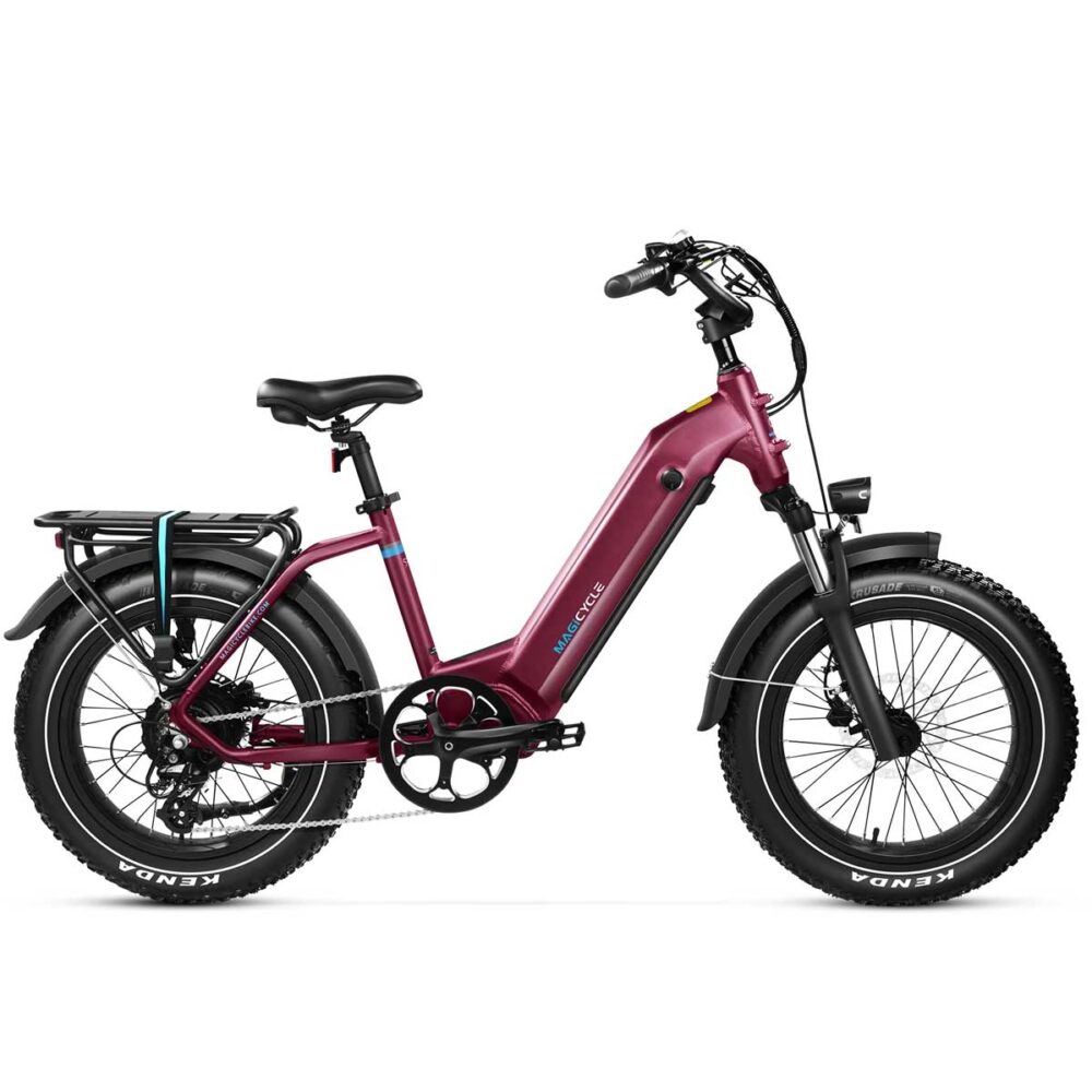 Magicycle Ocelot Pro 2.0 Step Thru Fat Tire Electric Bike in Maroon