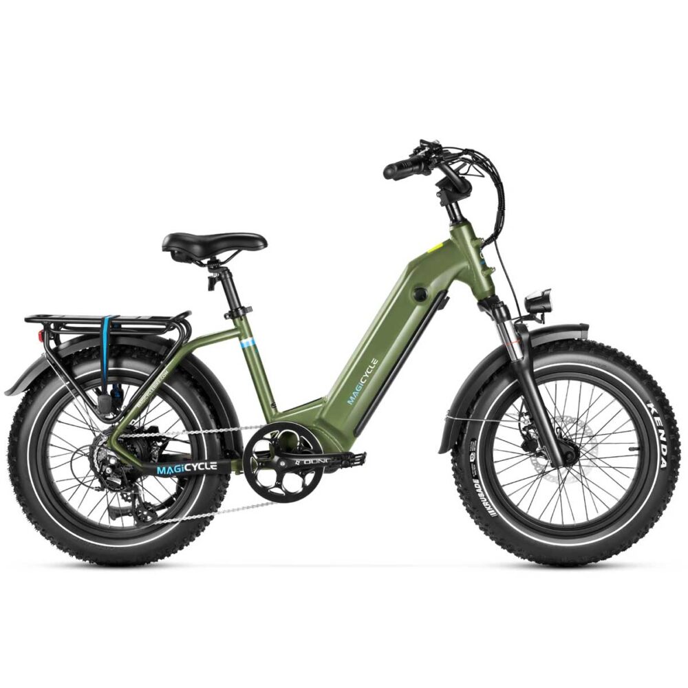 Magicycle Ocelot Pro 2.0 Step Thru Fat Tire Electric Bike in Army Green