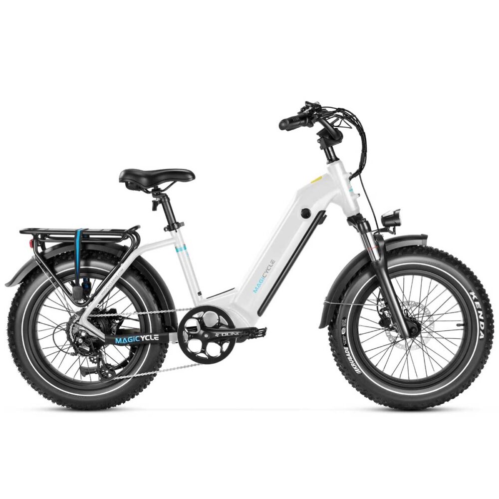 Magicycle Ocelot Pro 2.0 Step Thru Fat Tire Electric Bike in Pearl White